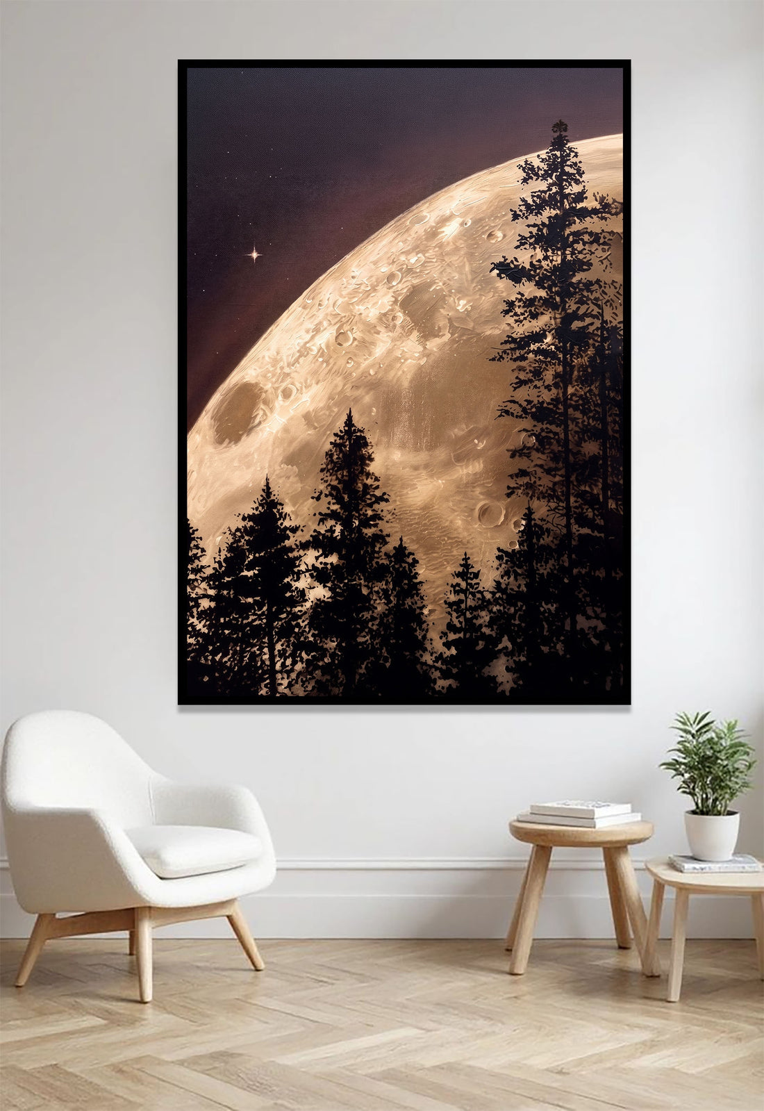 Night Sky Forest Moon Poster