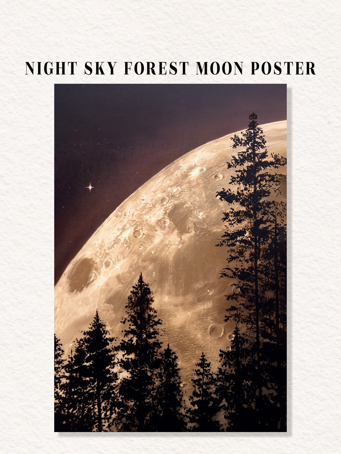 Night Sky Forest Moon Poster